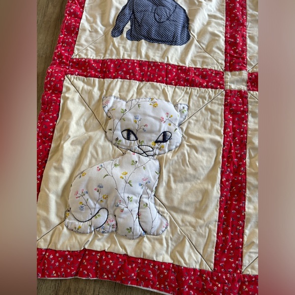 Vintage Handmade Custom Made Baby Animal Quilt Blanket Retro 45”x60” - Picture 4 of 16